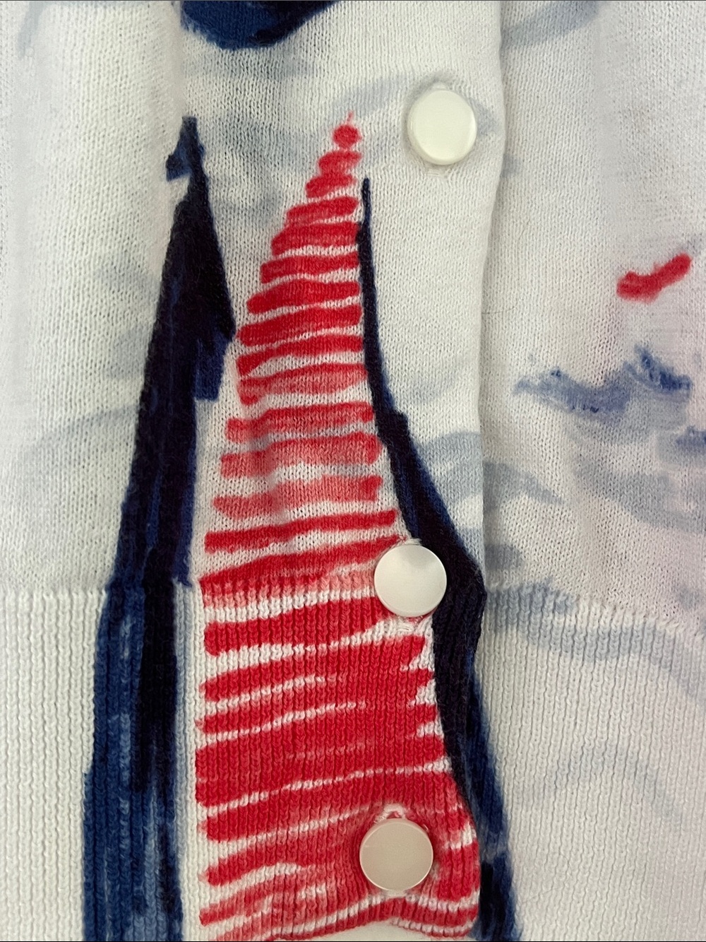 TALBOTS Sailboat Regatta Cotton Cardigan Size Large  Nautical - Picture 13 of 15